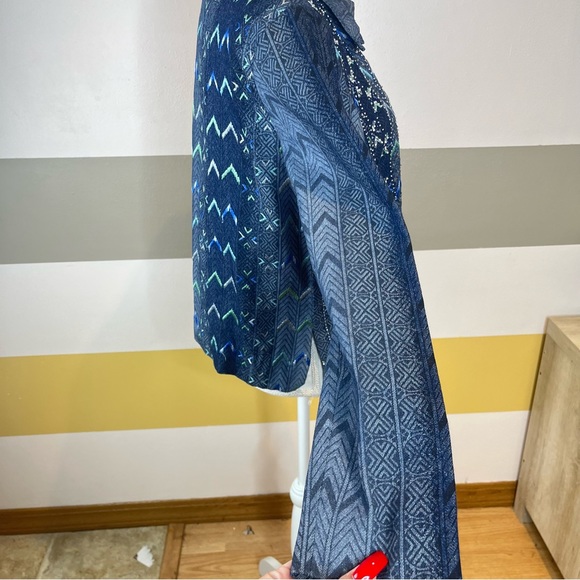 ColdWater Creek Denim Embroidered Maximalism Grandmacore Grandma Jacket Vintage - Picture 7 of 13